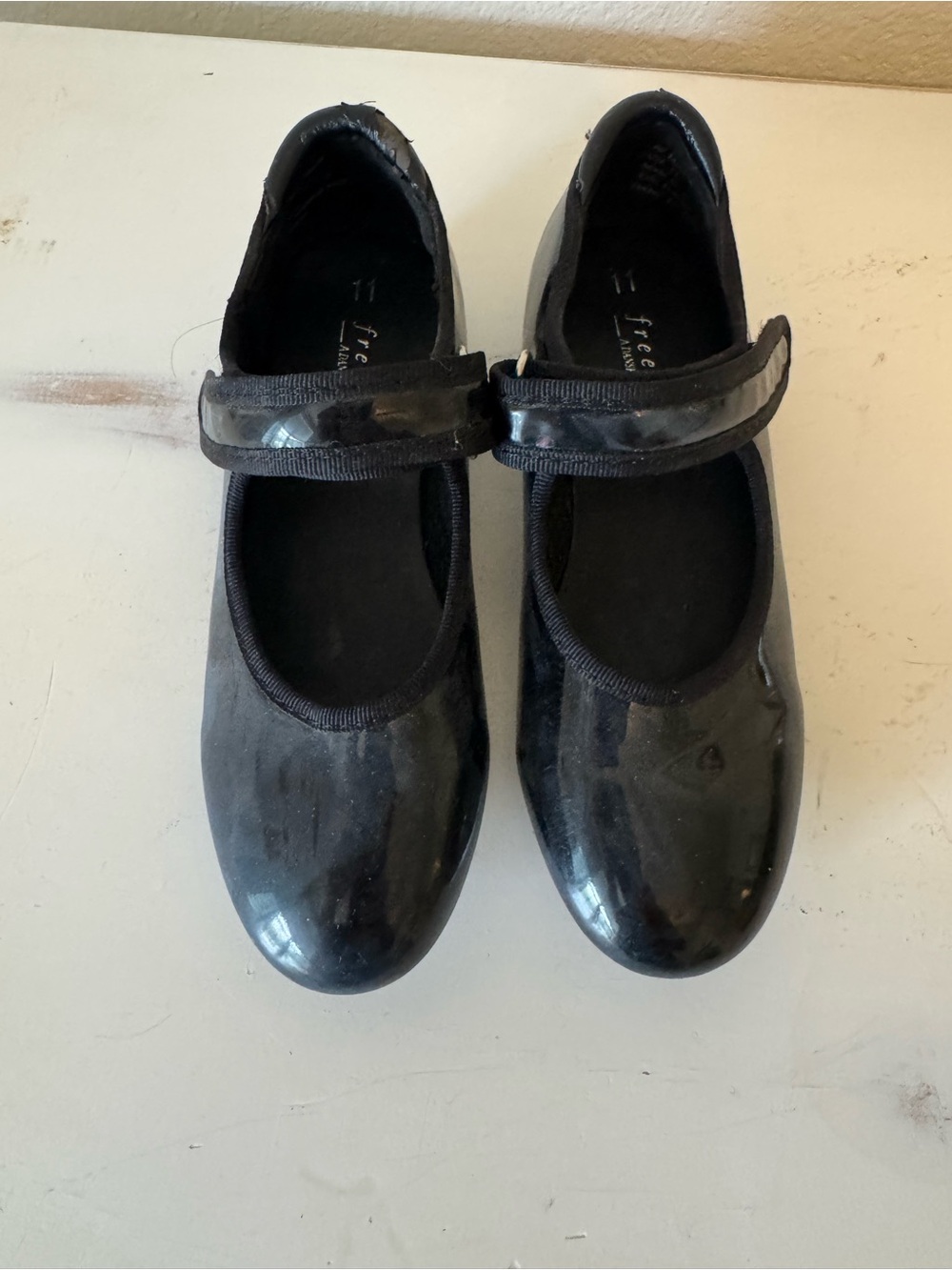Freestyle Black Patent Tap Shoes with Velcro Strap